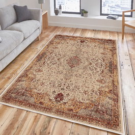 Conceptum Alfombra de Algodón 100 x 150 cm Beige, Rojo y Camel